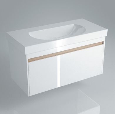 Тумба BUONGIORNO под умывальник подвесная 100 см белый с 1 выдвижным ящиком + 1 внутренний ящик<br>